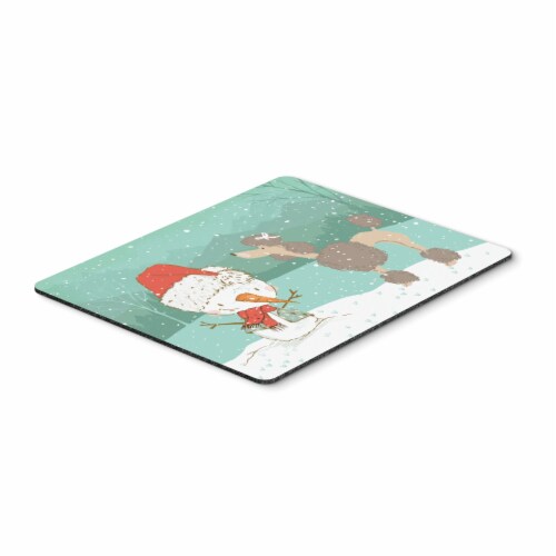 Chocolate Poodle Snowman Christmas  Pad, Hot Pad or Trivet Perspective: front