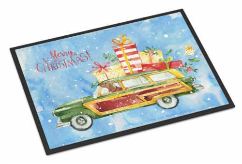 Carolines Treasures CK2465MAT Merry Christmas Red Dachshund Doormat 18x27 Perspective: front