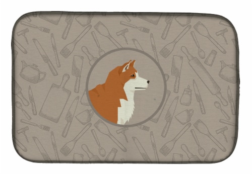 Carolines Treasures CK2159DDM Akita In the Kitchen Dish Drying Mat Perspective: front