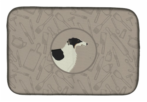 Carolines Treasures CK2171DDM Borzoi In the Kitchen Dish Drying Mat Perspective: front