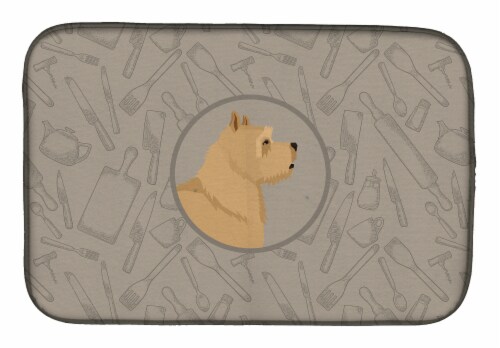 Carolines Treasures CK2198DDM Norwich Terrier In the Kitchen Dish Drying Mat Perspective: front