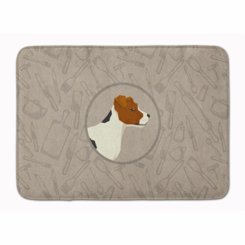 Jack Russell Terrier In the Kitchen Machine Washable Memory Foam Mat Perspective: front
