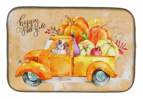 Carolines Treasures CK2650DDM Fall Harvest Blenheim Cavalier Spaniel Dish Dryin Perspective: front