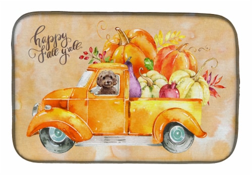 Carolines Treasures CK2658DDM Fall Harvest Brown Cockapoo Dish Drying Mat Perspective: front