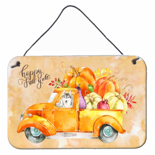 Carolines Treasures  CK2636DS812 Fall Harvest Siberian Husky Wall or Door Hangin Perspective: front
