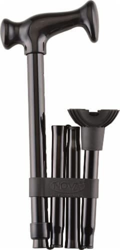 Nova Folding Cane with Mini Quad Tip - Black Perspective: front