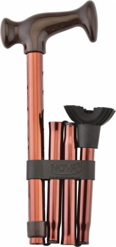 Nova Ortho Quad Tip Bronze Folding Cane Perspective: front