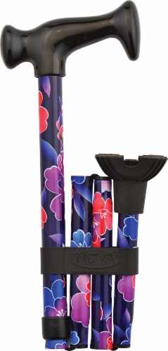 Nova Folding Cane with Mini Quad Tip - Maui Flowers Perspective: front