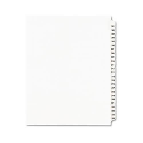 Style Legal Side Tab Divider- Title: 301-325- Letter- White- 1 Set Perspective: front
