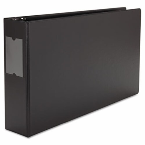 Wide Base Round Ring Binder With Label Holder&#44; 3 in. Capacity&#44; 11 x 17&#44; Black Perspective: front