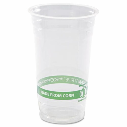GreenStripe PLA Cold Cups, 24oz, Clear, 1000/Carton