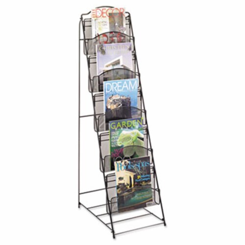 Onyx Magazine Floor Rack  12.5w x 18.5d x 46h  Black Perspective: front