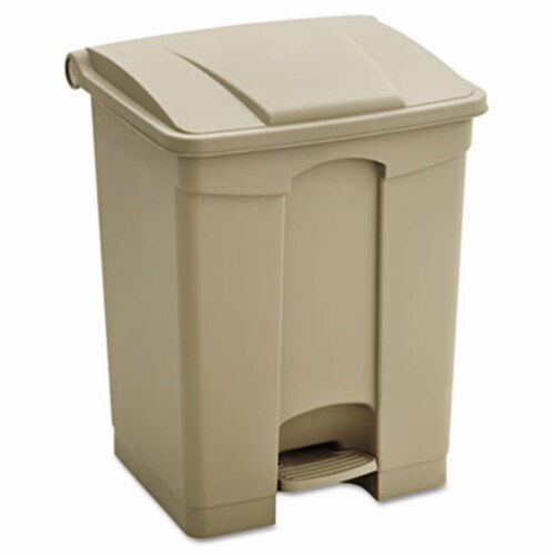 Large Capacity Plastic Step-On Receptacle, 17 gal, Plastic, Tan Large Capacity Plastic Step-On Receptacle, 17 gal, Plastic, Tan