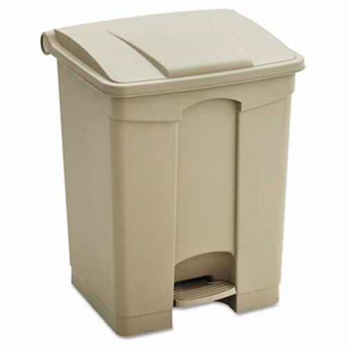 Large Capacity Plastic Step-On Receptacle, 23 gal, Plastic, Tan Large Capacity Plastic Step-On Receptacle, 23 gal, Plastic, Tan