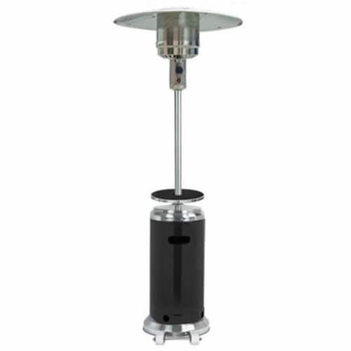 87 in. Tall Stainless Steel- Black Patio Heater With Table Perspective: front
