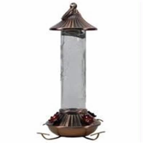 Audubon-Woodlink Etched Hummingbird Feeder- Bronze-Clear 14 Ounce Perspective: front