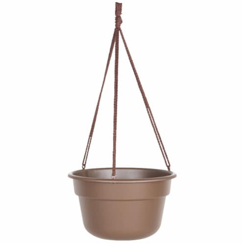 12 in. Dura Cotta Hanging Basket, Chocolate Perspective: front