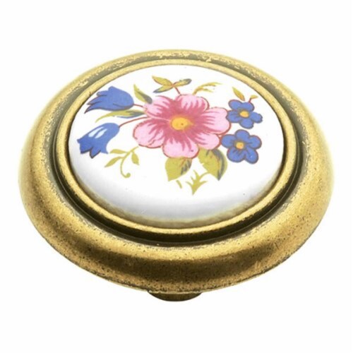 1.25 In. English Cozy Bouquet Cabinet Knob Perspective: front
