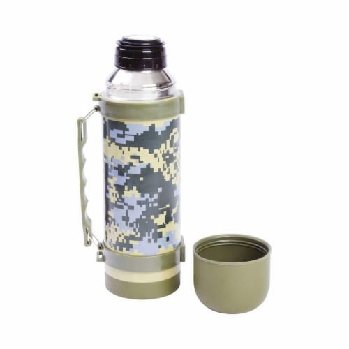 Stainless Steel Digital Camouflage Vaccuum Bottle With Handle Perspective: front