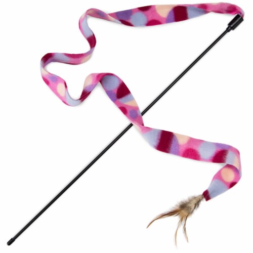 Interactive Teaser Wand Cat Toy with Feather Perspective: front
