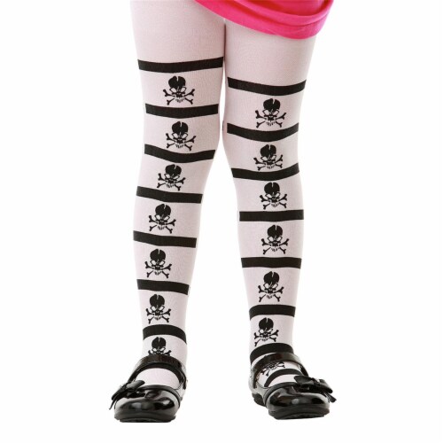 Striped Pirate Skull Costume Tights&#44; Large Costume Perspective: front