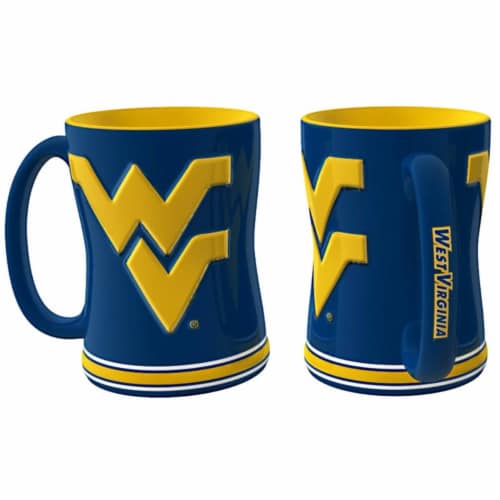 West Virginia Mountaineers Coffee Mug - 14oz Sculpted Relief Perspective: front