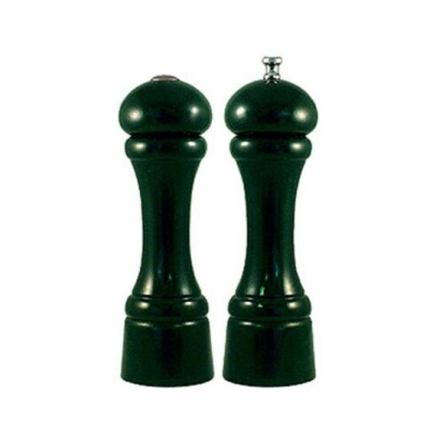 8 in. Forest Green Pepper Mill and Salt Shaker Set Perspective: front