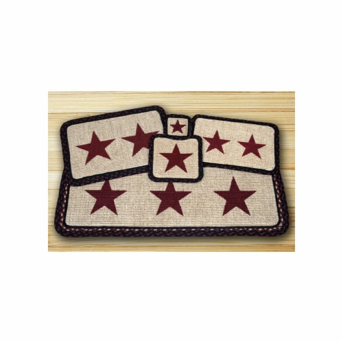 Wicker Weave Trivet&#44; Burgundy Star&#44; Perspective: front