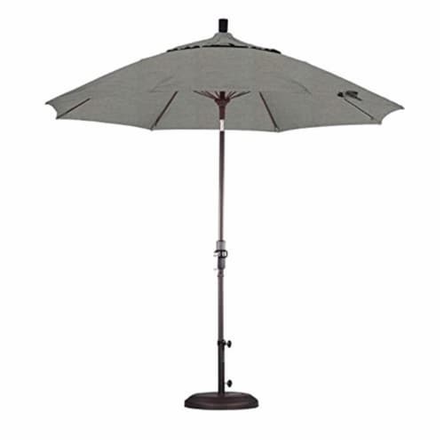 Crank Open, California Umbrella 9' Round Aluminum Pole Fiberglass Rib Umbrella 
