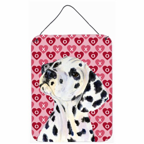 Dalmatian Hearts Love and Valentines Day Portrait Aluminium Metal Wall Or Door Hanging Prints Perspective: front