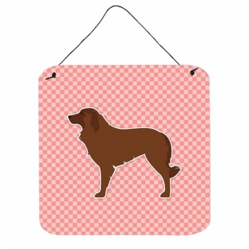 Portuguese Sheepdog Dog Checkerboard Pink Wall or Door Hanging Prints Perspective: front