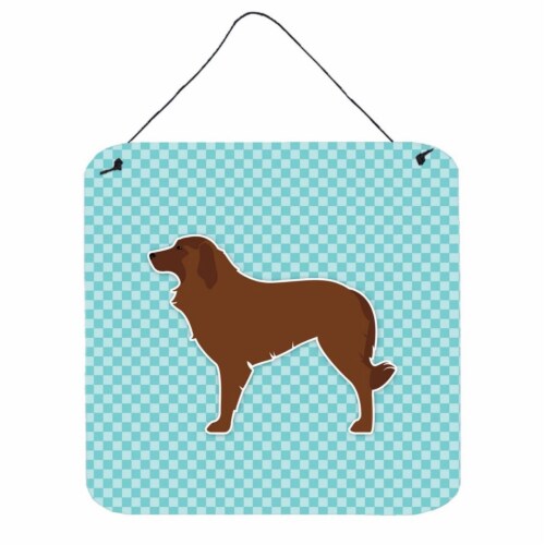 Portuguese Sheepdog Dog Checkerboard Blue Wall or Door Hanging Prints Perspective: front