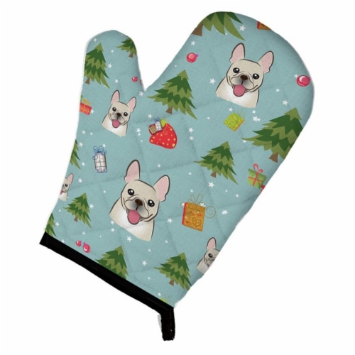 Christmas French Bulldog Oven Mitt Perspective: front