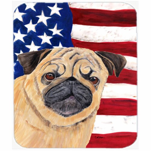 Usa American Flag With Pug Mouse Pad&#44; Hot Pad Or Trivet Perspective: front
