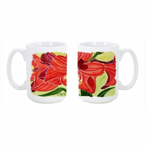 Flower Amaryllis Dishwasher Safe Microwavable Ceramic Coffee Mug Perspective: front