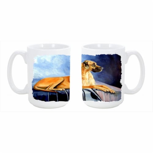 Natural Fawn Great Dane Dishwasher Safe Microwavable Ceramic Coffee Mug 15 oz. Perspective: front