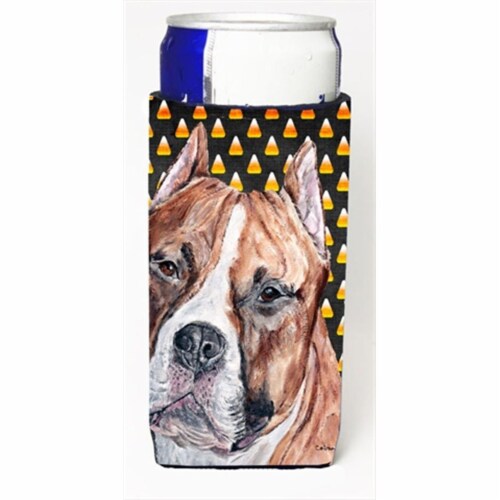 Staffordshire Bull Terrier Staffie Candy Corn Halloween Michelob Ultra bottle sleeves Slim Ca Perspective: front
