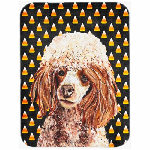 Red Miniature Poodle Candy Corn Halloween Mouse Pad&#44; Hot Pad Or Trivet&#44; 7.75 x 9.25 I Perspective: front
