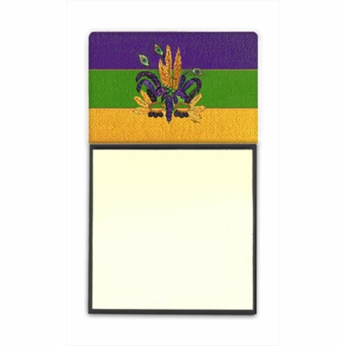 Mardi Gras Mask Refiillable Sticky Note Holder or Postit Note Dispenser&#44; 3 x 3 In. Perspective: front