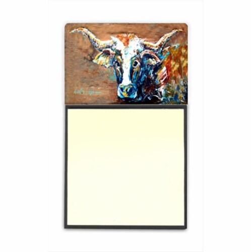 On the Loose Brown Cow Refiillable Sticky Note Holder or Postit Note Dispenser&#44; 3 x 3 In. Perspective: front