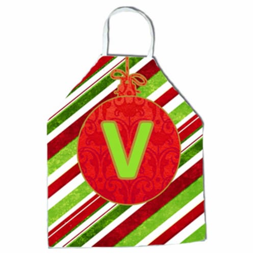 Christmas Oranment Holiday Initial Letter V Apron Perspective: front