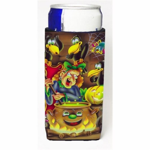 Witch &amp; Crows Stirring It Up Halloween Michelob Ultra Can coolers for Slim Cans Perspective: front