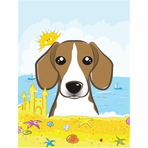Beagle Summer Beach Flag Garden Perspective: front