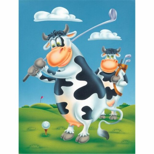 Cow Playing Golf Flag Garden Size Perspective: front