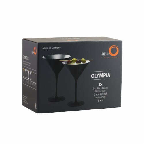 Stolzle Lausitz Olympia Cocktail Glasses - Matte Black/Silver - 2 Pack Perspective: front