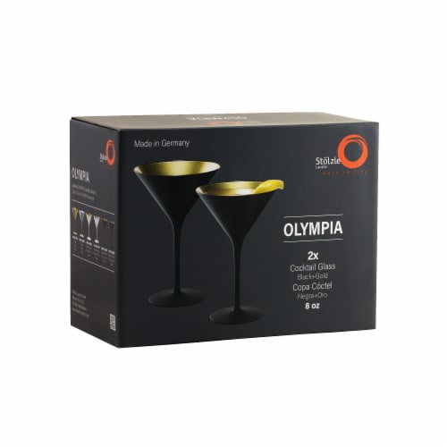 Stolzle Lausitz Olympia Cocktail Glasses - Matte Black/Gold - 2 Pack Perspective: front
