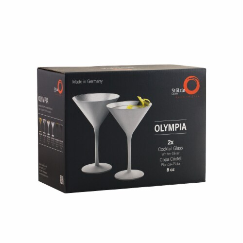 Stolzle Lausitz Olympia Cocktail Glasses - Matte White/Silver - 2 Pack Perspective: front