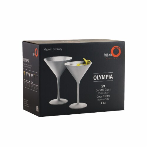 Stolzle Lausitz Olympia Cocktail Glasses - Matte White/Silver - 2 Pack