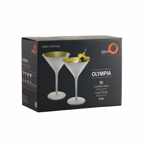 Stolzle Lausitz Olympia Cocktail Glasses - Matte White/Gold - 2 Pack Perspective: front
