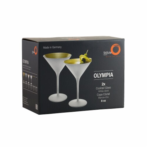 Stolzle Lausitz Olympia Cocktail Glasses - Matte White/Gold - 2 Pack, 8